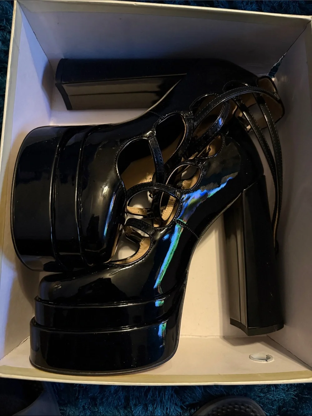 Black Patent Platform Mary Jane Heels